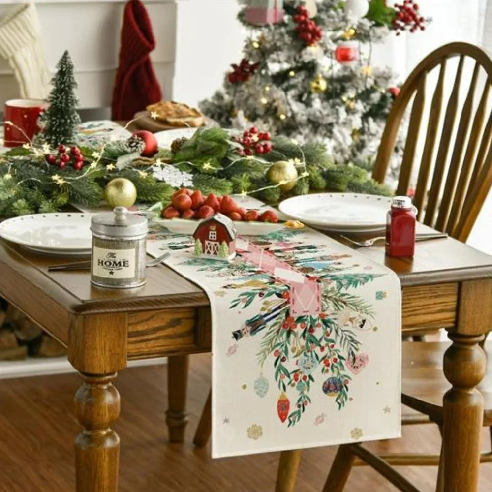 Nutcracker Table Runner Christmas Decor Holiday Decoration Decorative Cloth 72